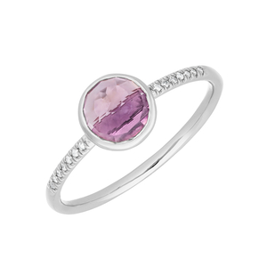 Ring Amethyst mit Diamanten, 14K Weigold