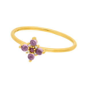 Ring BLOOM, Amethyst/Rhodolith, 18 Karat Gelbgold vergoldet