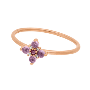 Ring BLOOM, Amethyst/Rhodolith, 18 Karat Rosegold vergoldet