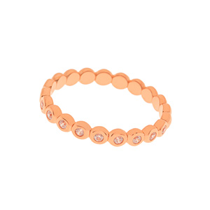 Ring Balls mit Zirkonia, 18 K Rosegold vergoldet