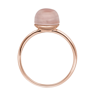 Ring Cabochon II, 14 Karat Rosegold, Rosenquarz