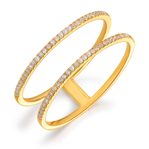 Ring Double mit Diamanten, 18 Karat Gelbgold