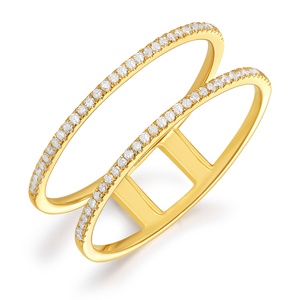 Ring Double mit Diamanten, 18 Karat Gelbgold
