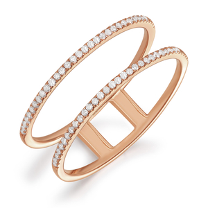 Ring Double mit Diamanten, 18 Karat Rosegold