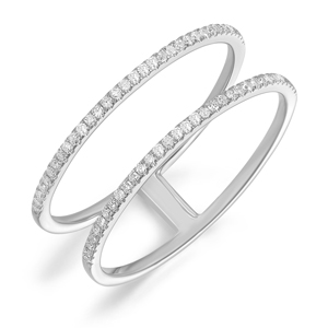 Ring Double mit Diamanten, 18 Karat Weigold