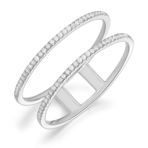 Ring Double mit Diamanten, 18 Karat Weigold