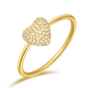 Ring Herz Full mit Diamanten, 18 Karat Gelbgold
