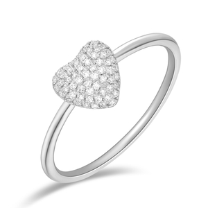 Ring Herz Full mit Diamanten, 18 Karat Weigold