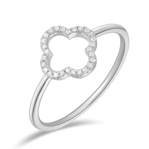 Ring Kleeblatt mit Diamanten, 18 Karat Weigold