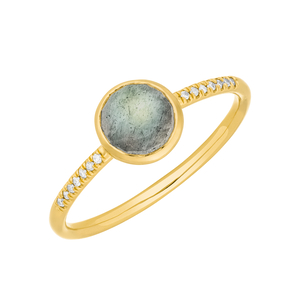 Ring Labradorit mit Diamanten, 14K Gelbgold