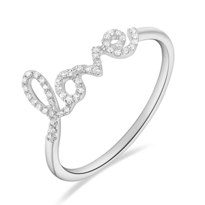Ring Love mit Diamanten, 18 Karat Weigold