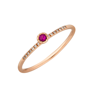 Ring Petite, Ruby, 14 K Rosegold