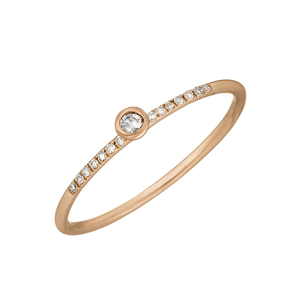 Ring Petite, White Diamond, 14 Karat Rosegold