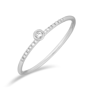 Ring Petite, White Diamond, 14 Karat Weigold