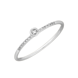Ring Petite, White Diamond, 14 Karat Weigold