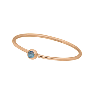 Ring Solitaire, Blue, 18 K Rosegold vergoldet