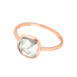 Ring Square, Howlite, 18 K Rosegold vergoldet