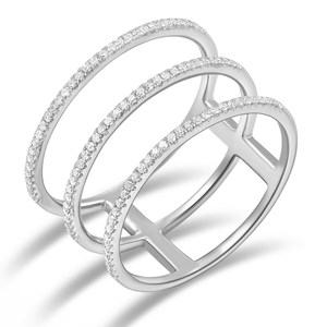 Ring Triple mit Diamanten, 18 Karat Weigold