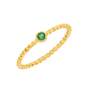 Ring Twist Smaragd, 14 Karat Gelbgold