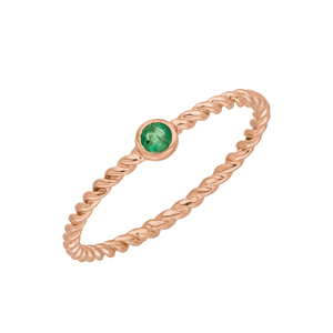 Ring Twist Smaragd, 14K Rosegold