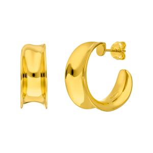 Silber Creolen, 80's, Gelbgold