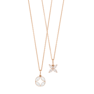 Silber Necklace Set Flowers, Rosegold