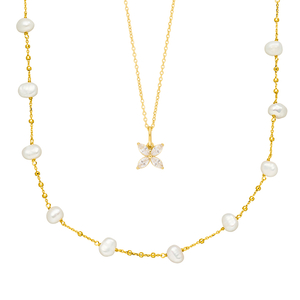 Silber Necklace Set Gold Gems, Gelbgold