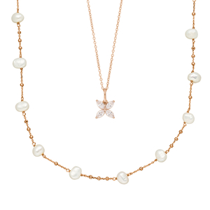 Silber Necklace Set Gold Gems, Rosegold