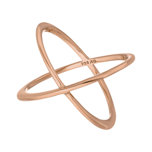 Ring X Cross, 18 K Rosegold vergoldet