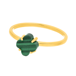 Ring Clover Gem, Malachit, 18 Karat Gelbgold vergoldet