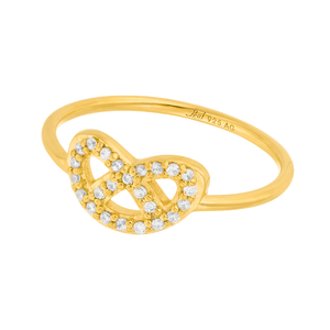 Ring Brezn mit Zirkonia, 18 Karat Gelbgold vergoldet