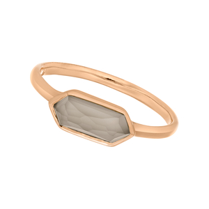 Silber Ring, CUBE, Grauer Achat, Rosegold