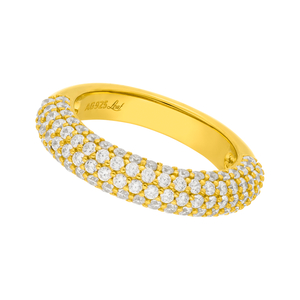 Silber Ring, PAVE, Gelbgold