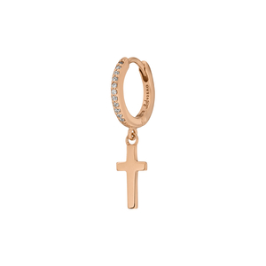 Single Creole CROSS/Zirkonia, 18 K Rosegold vergoldet