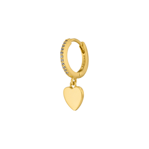 Single Creole HEART/Zirkonia, 18 K Gelbgold vergoldet