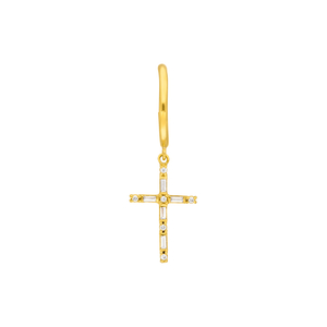 Single Creole SPARKLE CROSS, 18 K Gelbgold vergoldet