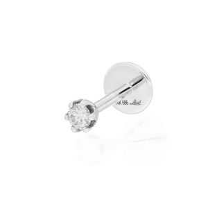 Single Piercing mit Diamant, Krappenfassung, 14 Karat Wei�gold