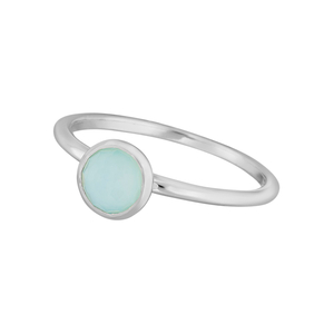 Stacking Ring, Aqua Chalzedon, 6mm, 925 Sterlingsilber