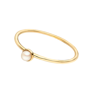 Stacking Ring, Perle, 3mm, 18 K Gelbgold vergoldet