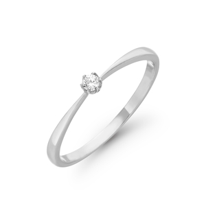 Verlobungsring Classic Solitair 0,04ct, 14K Weigold