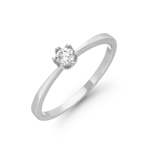 Verlobungsring Classic Solitair 0,14ct, 14 Karat Weigold