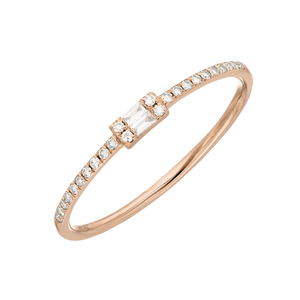 Verlobungsring mit Diamanten, Tiny Baguette, 14 Karat Rosegold
