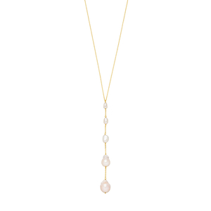 Y-Halskette Barockperle, 18 K Gelbgold vergoldet