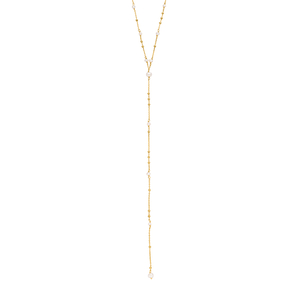 Y-Halskette Flying Pearls, 18 Karat Gelbgold vergoldet