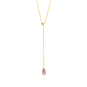 Y-Halskette Gem Drop, Amethyst, 18 K Gelbgold vergoldet