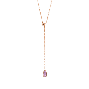 Y-Halskette Gem Drop, Amethyst, 18 Karat Rosegold vergoldet