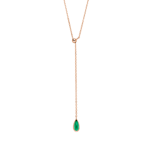 Y-Halskette Gem Drop, Grner Achat, 18 Karat Rosegold vergoldet