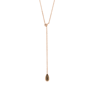 Y-Halskette Gem Drop, Rauchquarz, 18 Karat Rosegold vergoldet