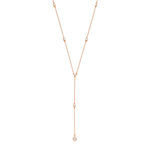 Y-Halskette Pure mit Zirkonia, 18 Karat Rosegold vergoldet