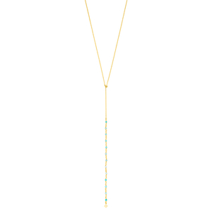 Y-Halskette Rainbow, Amazonit, 18 K Gelbgold vergoldet